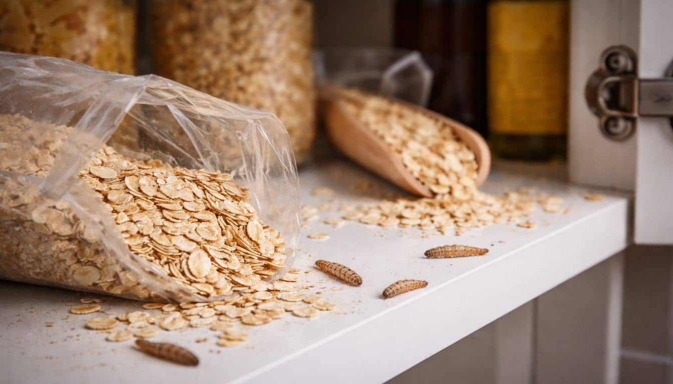 Larves dans un placard de cuisine