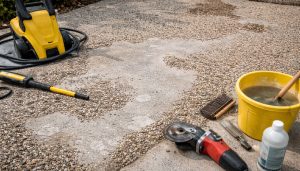 Réparations en cours de béton exposé