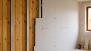 Rénovation en cours d'un mur intérieur