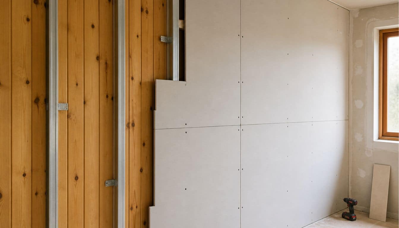 Rénovation en cours d'un mur intérieur