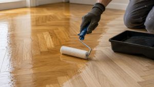 Application de vernis sur parquet