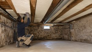 Installation d'isolant dans la cave