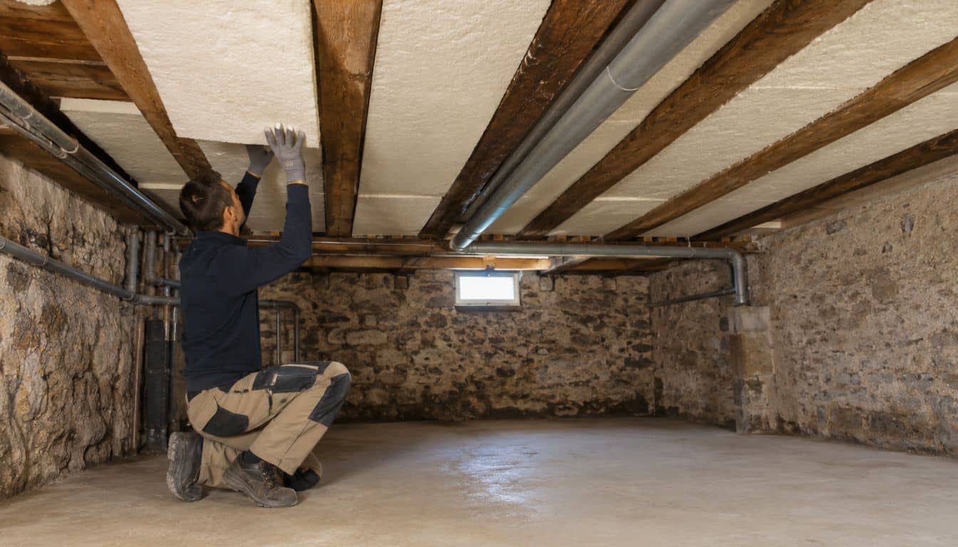 Installation d'isolant dans la cave