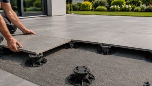 Installation de carrelage sur terrasse