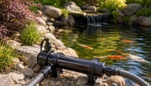 Étang de jardin avec filtration et koi