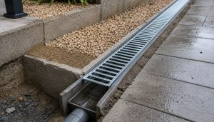 Drainage moderne sous un matin humide