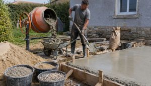 Travail de béton en extérieur