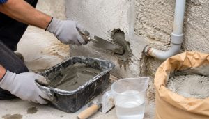 Réparation de mur en béton avec mortier