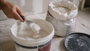 Travail de plâtrage en cours