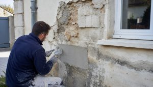 Rénovation extérieure d'une maison au travail