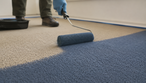Rénovation de moquette gris-bleu