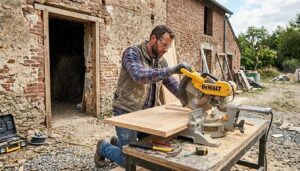 découpe d'une porte en bois