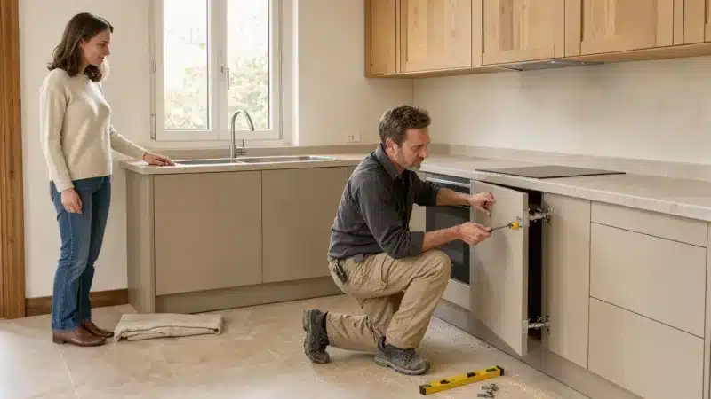 Cuisine Lapeyre aménagée dans une maison française, inspectée pour évaluer son rapport qualité-prix.