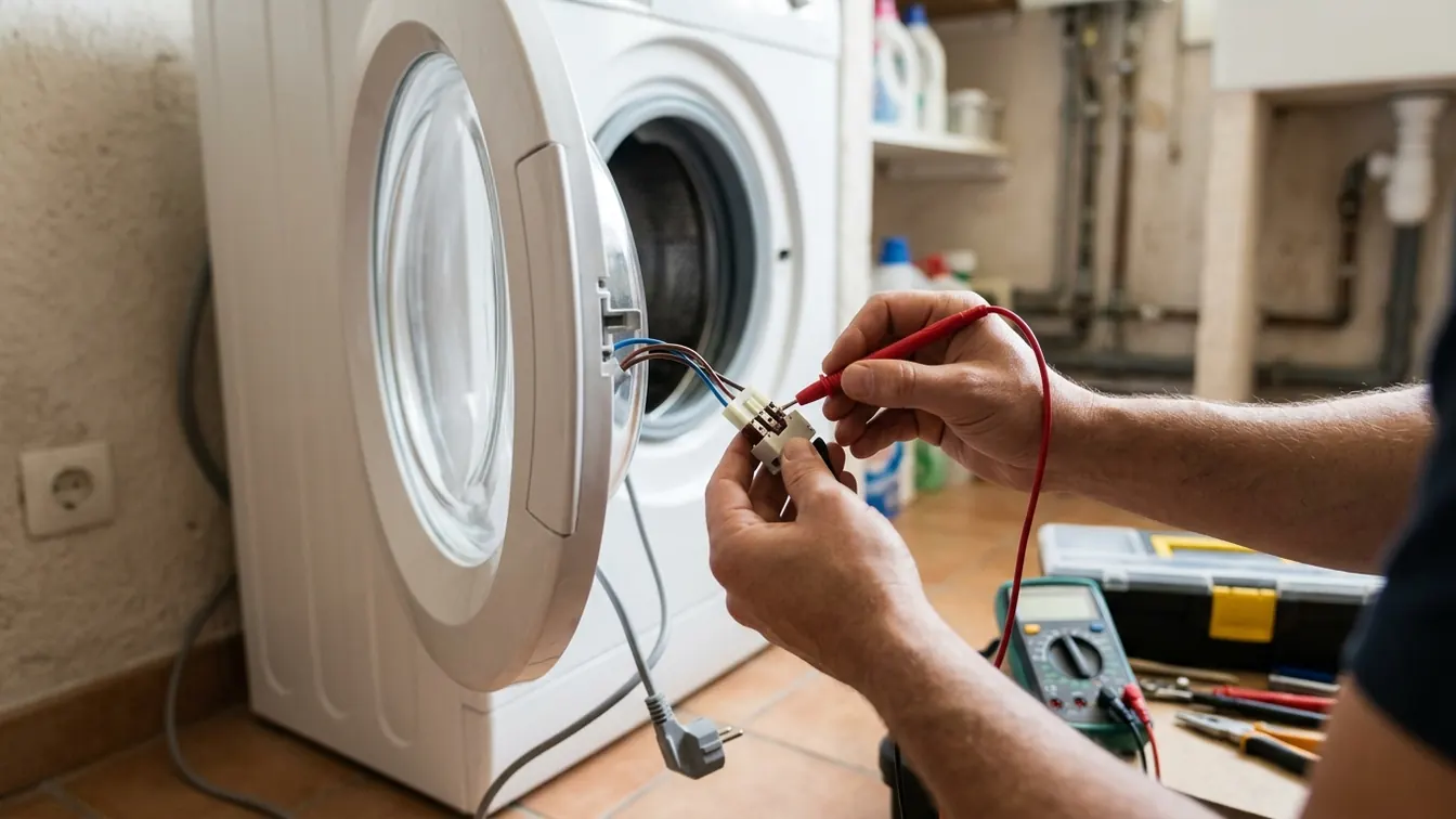 Contrôle hors tension du verrou de porte à trois fils d’un lave-linge, sans pontage.